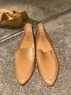 Express Tan Pointed Leather Loafers